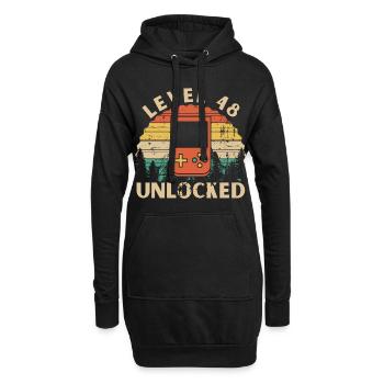 Level 48 freigeschaltet - Hoodie-Kleid - Schwarz - Vorne