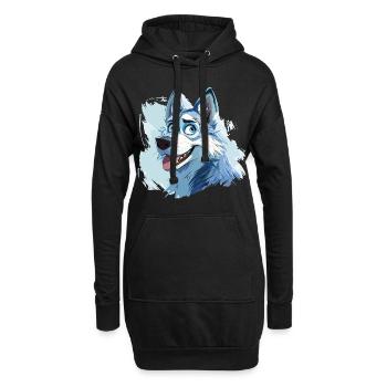 Husky chien traîneau chien race dessin animé d’hiver - Sweat-shirt à capuche long Femme - noir - Devant