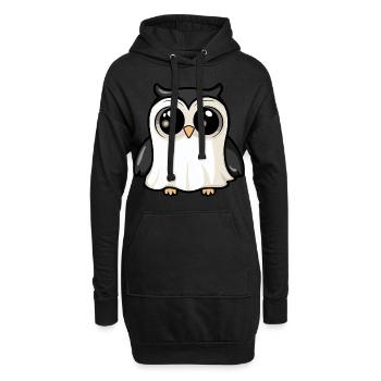hibou Halloween bande dessinée fantôme - Sweat-shirt à capuche long Femme - noir - Devant