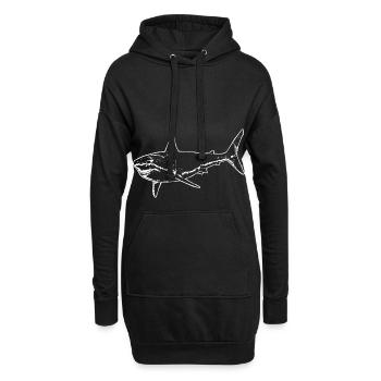 Requin - Sweat-shirt à capuche long Femme - noir - Devant