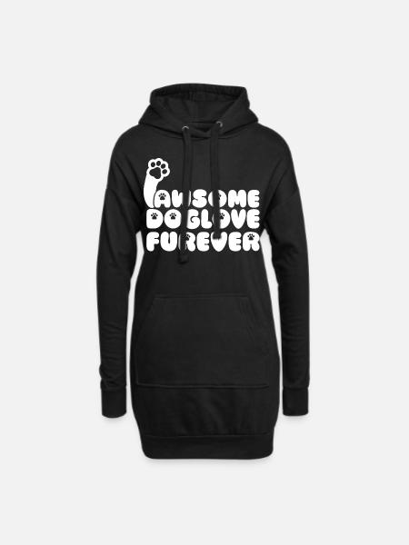 pawsome doglove furever - awesome dog love forever - Hoodie-Kleid - Schwarz