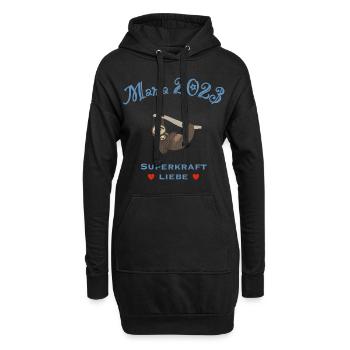 Mama 2023, Superkraft Liebe, Faultier - Hoodie-Kleid - Schwarz - Vorne