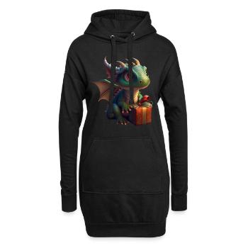 Bébé dragon avec cadeau - Sweat-shirt à capuche long Femme - noir - Devant