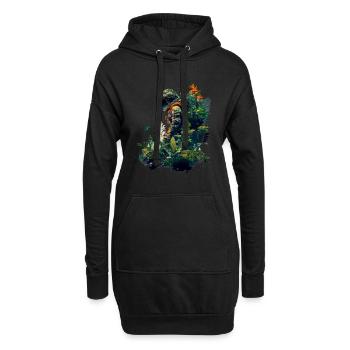 Astronaut mit Pflanzen überwuchert - Surreal - Hoodie-Kleid - Schwarz - Vorne