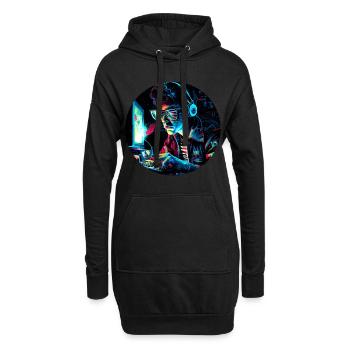Futuristischer 80er Retro Trash PC Nerd - Hoodie-Kleid - Schwarz - Vorne