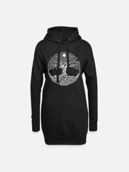 Mythischer Yggdrasil der Weltenbaum - Hoodie-Kleid - Schwarz
