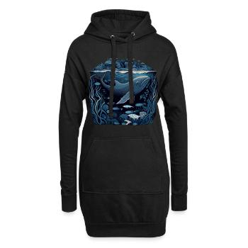 Baleine nageant sous une ville - Sweat-shirt à capuche long Femme - noir - Devant