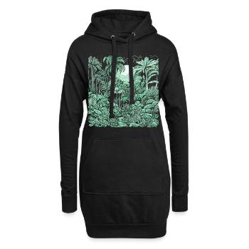 Jungle Motiv Hellgrün - Hoodie-Kleid - Schwarz - Vorne