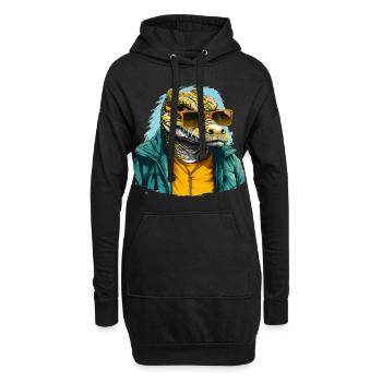 Crocodile de rue | Amoureux des crocodiles - Sweat-shirt à capuche long Femme - noir - Devant