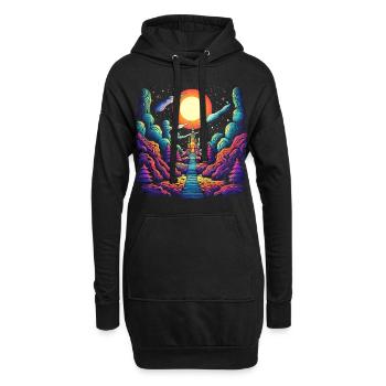 Treppe zum Himmel - Psychedelisches Schloss Art - Hoodie-Kleid - Schwarz - Vorne
