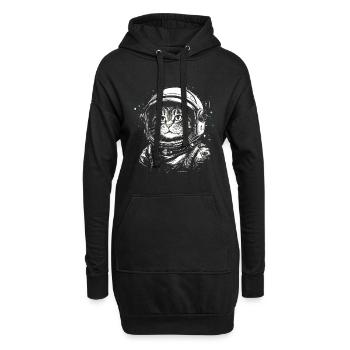 Süße Astronauten Katze - Hoodie-Kleid - Schwarz - Vorne