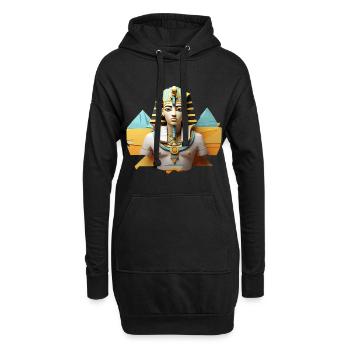 Pharaonisches Design - Hoodie-Kleid - Schwarz - Vorne