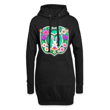 Lapin de Pâques Fleurs de lapin de Pâques - Sweat-shirt à capuche long Femme - noir - Devant