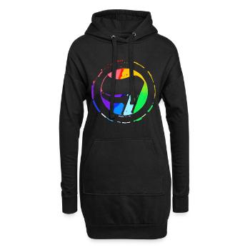 Drapeau antifa arc-en-ciel - Sweat-shirt à capuche long Femme - noir - Devant