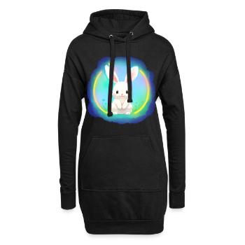 Hase Osterhase weisser Hase Kaninchen - Hoodie-Kleid - Schwarz - Vorne