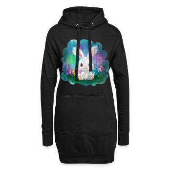 Osterhase Hase Ostereier Eier - Hoodie-Kleid - Schwarz - Vorne