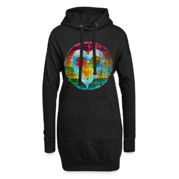 Coeur coloré Coeur coloré Amour - Sweat-shirt à capuche long Femme - noir - Devant