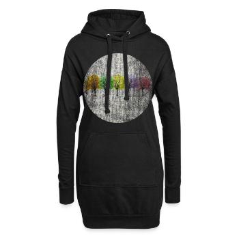 Bunte Bäume retro bunt - Hoodie-Kleid - Schwarz - Vorne