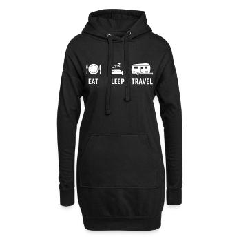 eat sleep travel caravan t-shirt caravanning - Sweat-shirt à capuche long Femme - noir - Devant