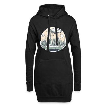 Alien Ufo Invasion - Hoodie-Kleid - Schwarz - Vorne