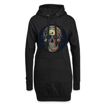 Rétro Futuriste Skull Skull Cyborg - Sweat-shirt à capuche long Femme - noir - Devant
