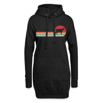 Retro Kuh Kühe - Hoodie-Kleid - Schwarz - Vorne