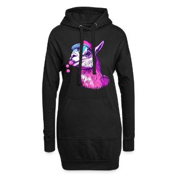Lama avec chewing-gum et lunettes de soleil - Sweat-shirt à capuche long Femme - noir - Devant