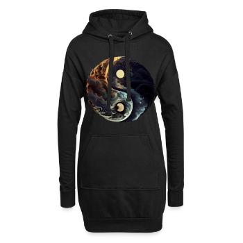 Von der Natur inspiriertes Yin und Yang - Hoodie-Kleid - Schwarz - Vorne