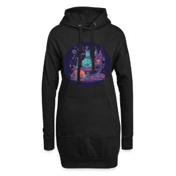 Laboratoire d’Alchimiste Magique avec Filets, Bouteilles - Sweat-shirt à capuche long Femme - noir - Devant