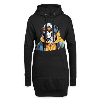 Held Skizze | Dalmatinischer Feuerwehrmann - Hoodie-Kleid - Schwarz - Vorne