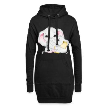 Elephant Family Mama Baby T-Shirt - Sweat-shirt à capuche long Femme - noir - Devant