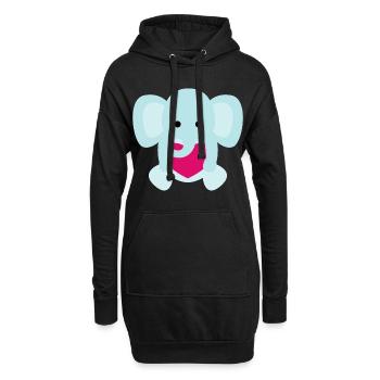 Elefanten Familie Mama Baby T-Shirt - Hoodie-Kleid - Schwarz - Vorne