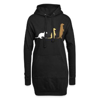 Erdmännchen drei vektor - Hoodie-Kleid - Schwarz - Vorne