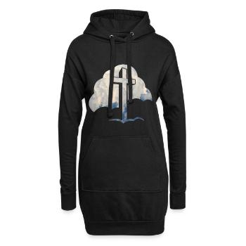 Jesus Wolken Jesus Kreuz - Hoodie-Kleid - Schwarz - Vorne