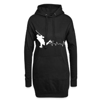 Ice Hockey Heartbeat, Eishockey - Hoodie-Kleid - Schwarz - Vorne