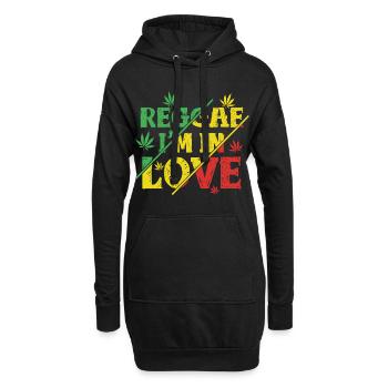 Reggae in in Love, Jamaïque, Rastafarian, Rasta - Sweat-shirt à capuche long Femme - noir - Devant