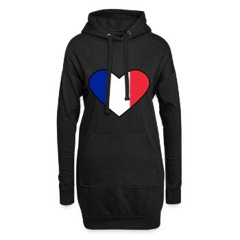 coeur de la france - Sweat-shirt à capuche long Femme - noir - Devant