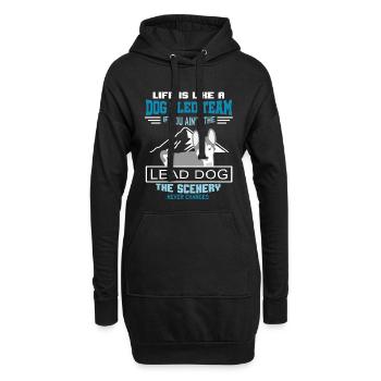 Dog Sled Team, Schlittenhunde, Husky, Alaska - Hoodie-Kleid - Schwarz - Vorne
