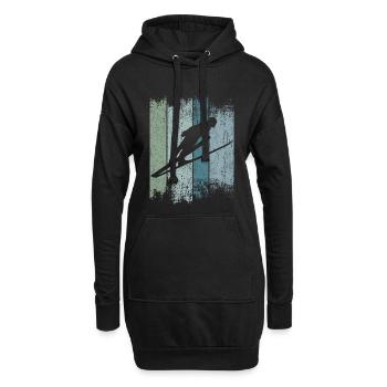 Skispringen, ski jump, Skispringer, Skisprung - Hoodie-Kleid - Schwarz - Vorne