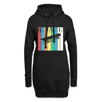 Trasher, Skateboarding, Skateboard, Skater - Hoodie-Kleid - Schwarz - Vorne