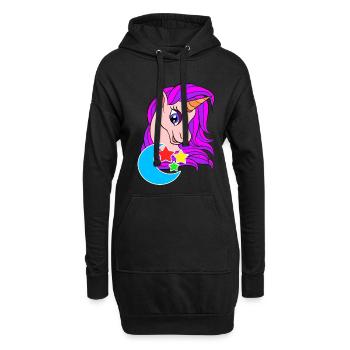 beautiful unicorn, Einhorn, Unicorn, Einhörner - Hoodie-Kleid - Schwarz - Vorne