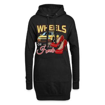 Gender Reveal Party Schwanger Wheels Or Heels - Hoodie-Kleid - Schwarz - Vorne