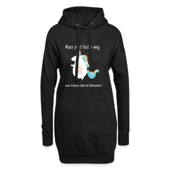 muss leider weg, mein Einhorn steht im Halteverbot - Hoodie-Kleid - Schwarz - Vorne