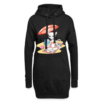 Cat on the beach - Hoodie-Kleid - Schwarz - Vorne