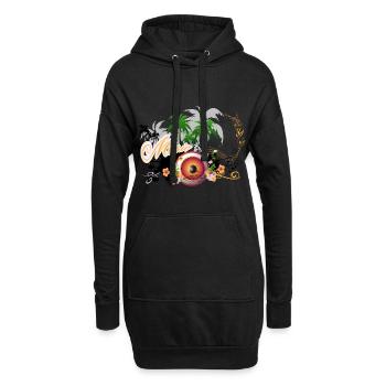 Haut-parleur de musique avec piano - Sweat-shirt à capuche long Femme - noir - Devant