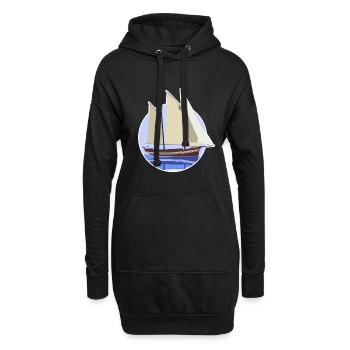 Illustration de cercle pastel de voilier - Sweat-shirt à capuche long Femme - noir - Devant