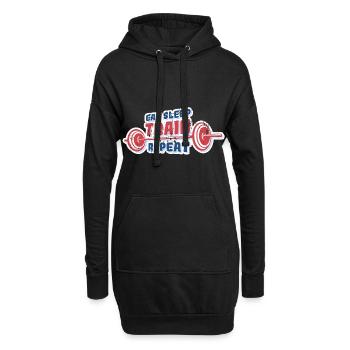 Eat Sleep Train Repeat - Hoodie-Kleid - Schwarz - Vorne