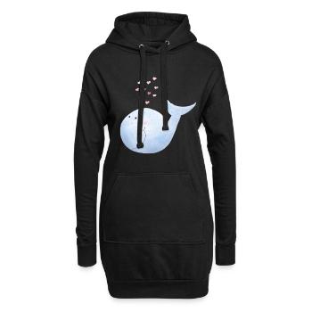 Wal versprüht Herzen I Blauwal Comic - Hoodie-Kleid - Schwarz - Vorne