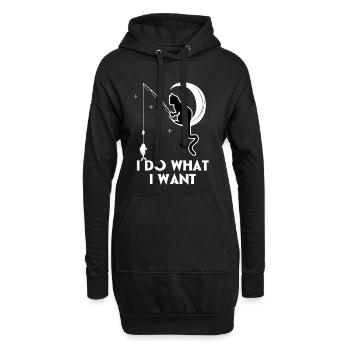 Ich mache was ich will Lustige Katze - Hoodie-Kleid - Schwarz - Vorne