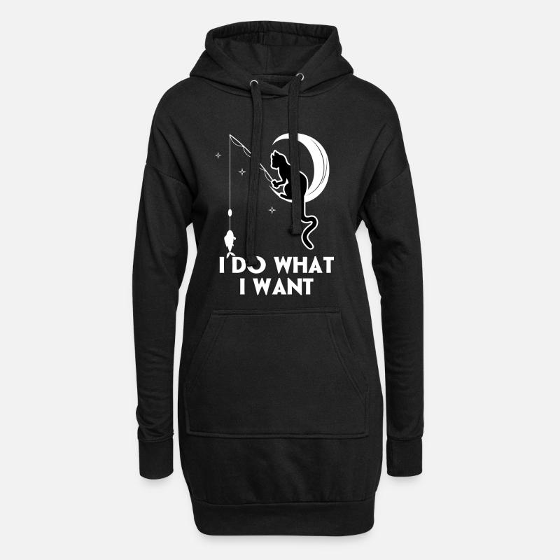 Ich mache was ich will Lustige Katze - Hoodie-Kleid - Schwarz